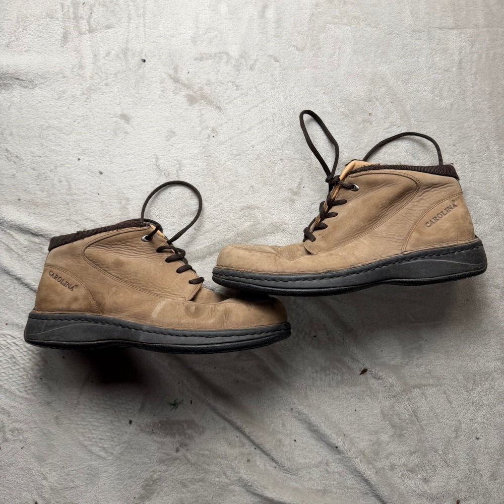 Carolina Mens 9 Vibram Aerogrip Leather Chukka‎ Work Boots Brown Slip Resistant